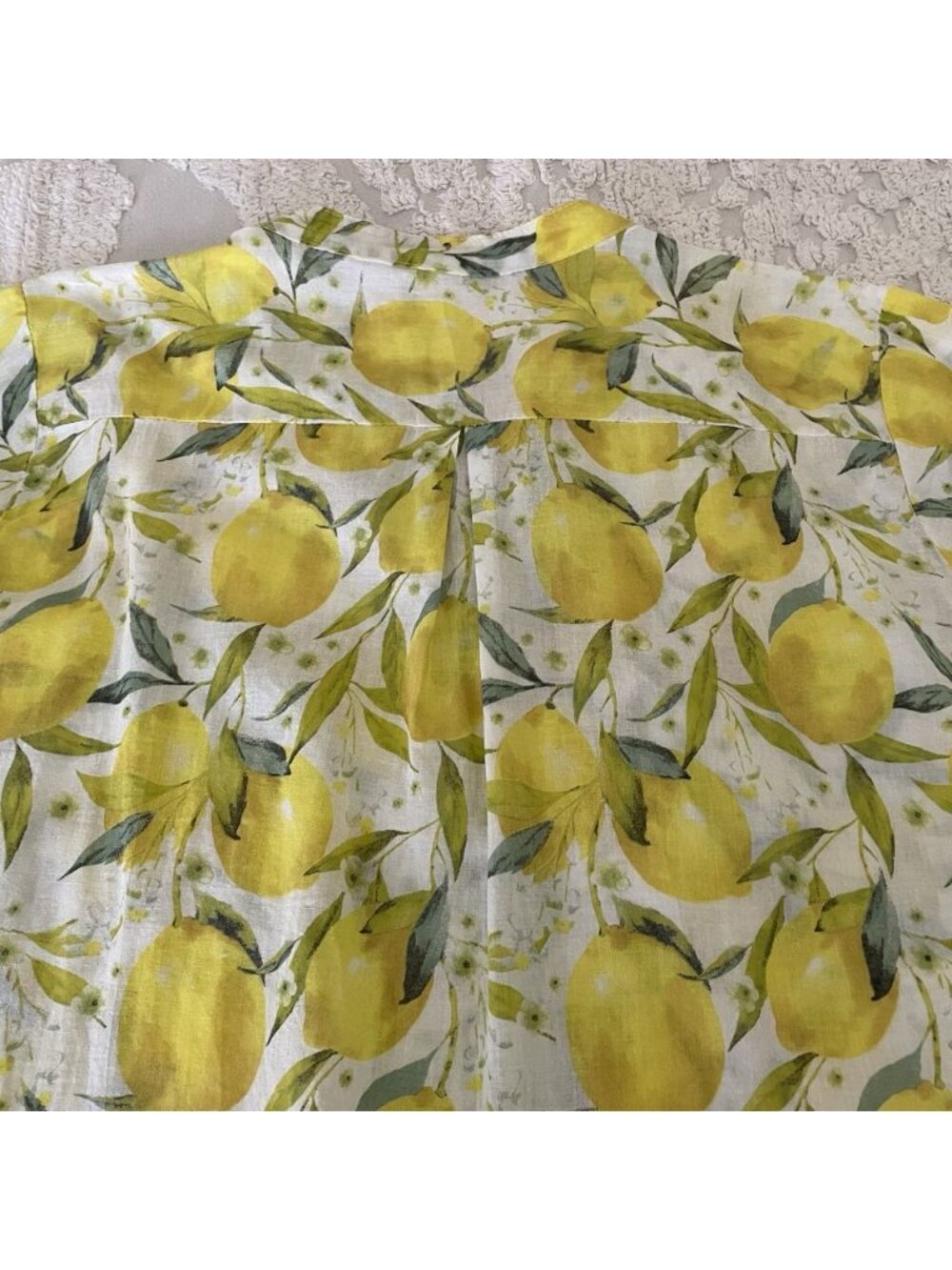 Cotton Voile Lemon Shirt Dress in Limoncello Made In Italy Large Or OS Vacation - Picture 9 of 12